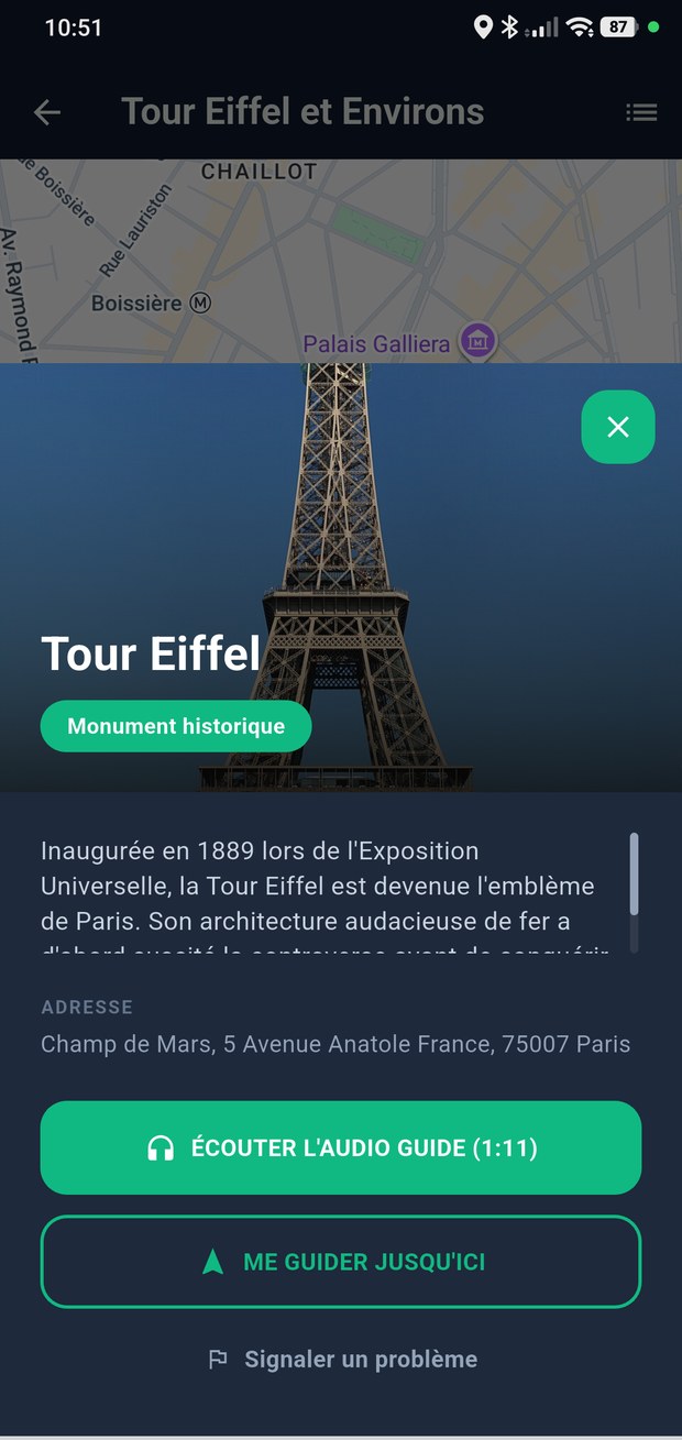 Fiche monument avec audio-guide